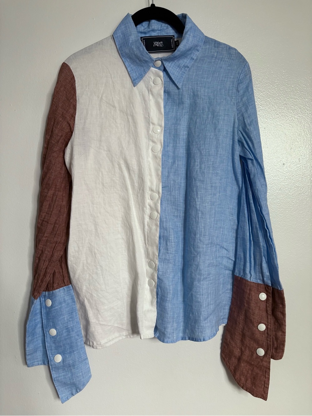 Taller Marmo Colorblock Linen Long Sleeve Shirt